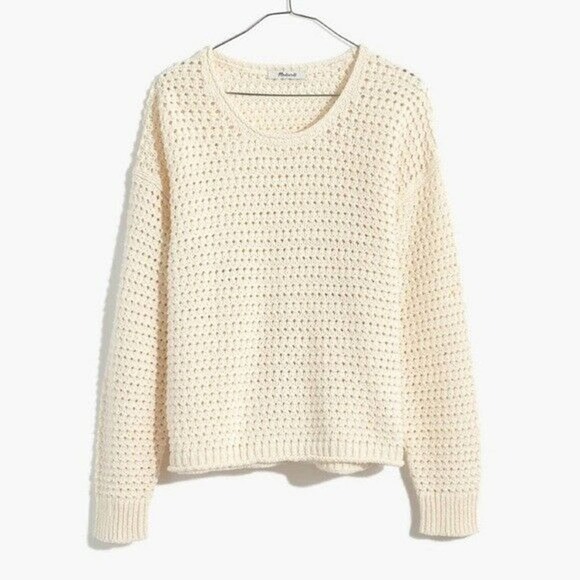 Madewell Pearl Ivory Austen Open-Stitch Chunky Knit Sweater XXS NWT - Picture 1 of 12